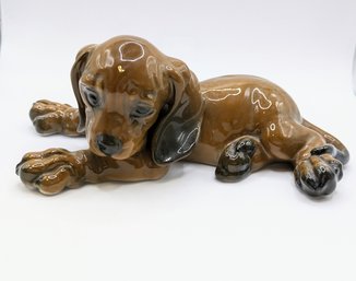 Vintage, G. Kuspert, Rosenthal Germany, Dachshund Puppy Lying Down Statue