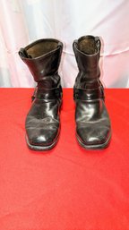 Men's Vintage Authentic Black Leather Frye Ankle Boot - Short Harness- Size 10