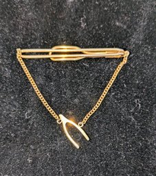 Vintage Men's Swank Gold Tone Wish Bone Tie Clasp