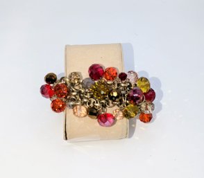 Vintage Multi Color Glass Bead Stretch Bracelet