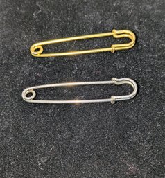 Pair Of Jewelry Pins, One In Gold Tone & One In Silver Tone