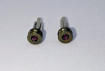 Winchester Ammo Cufflinks With Genuine Amethyst Stones