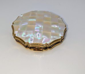 Vintage Stratton (Marked) England Mother Of Pearl Compact With Mirror