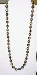 Vintage Black Cloisonne Glass Beaded Necklace With Gold Tone Beads In Between