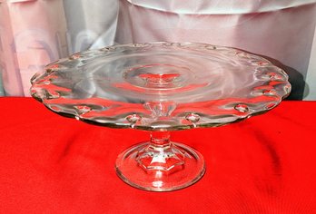 Vintage Indian Glass Cake Plate On Pedestal