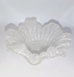 Scalloped Edge Art Glass Bowl With A Sandblasted Textured Finish