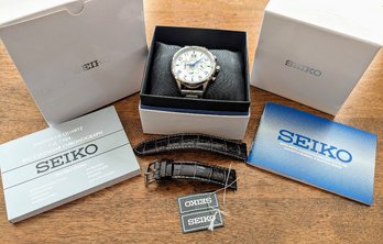 Seiko Chronograph Calendar Divers Watch White Face Original Boxes