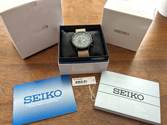 Seiko X Solar Quartz Chrono Prospex Mens Watch With Military Style Band