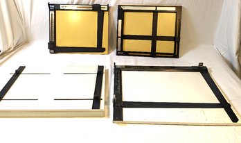 3 Darkroom Enlarging Easels And Clamping Plate