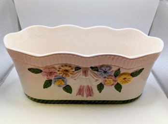 Oval Porcelain Hand Made & Painted Planter Made In Portugal