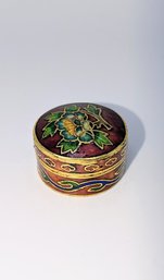 Red Round Enamel Cloisonne Pill/Trinket Box