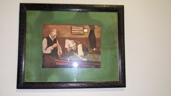 Antique 1900'S Hand Colored Repo Of 'Billards Or Snookers' By M. Duspar - Unsigned