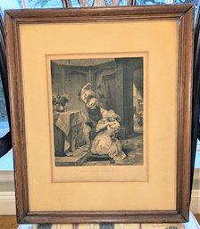 Antique 1850's Engraved By Alfred Jones, From The Original Picture 'The Image Breaker'