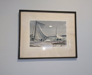 Signed Wharf Hand Colored Framed Picture