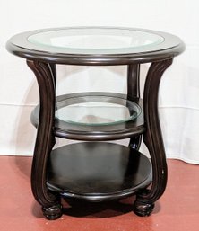 Ashley Round Glass & Wood Side Table