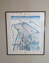 1985 Framed 'Great Restaurants Of New York' Lithograph Poster