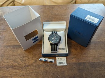 Seiko Solar Chronograph Watch With Original Box