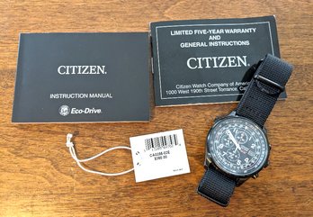 Citizen Eco Drive Watch With Black Nylon Strap With Original Box