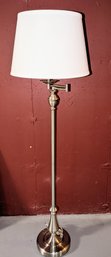 Chrome Swing Arm Floor Lamp With Shade