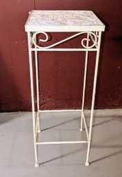 Metal With Hard Acrylic Carved Garden, Plant Or Lamp Table
