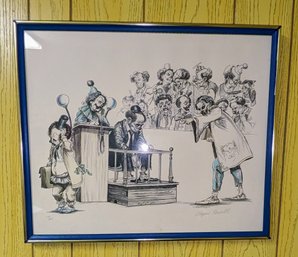 Vintage Wayne Howell - Signed & Numbered Limited Edition Hand Colored Print Of 'Hanging Jury'