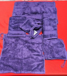 Set Of 8 Joy Mangano Purple Luxury Towel Set