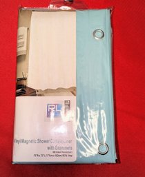 R.L. Vinyl Magnetic Magnetic Shower Curtain Liner -  Turquoise