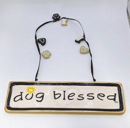 Ceramic Dog Blessed Embellished Hanging Sign