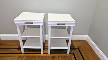 Pair Of White Painted Wood Side Tables
