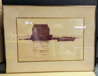 Framed, Matted & Signed Row Boat & Boat House Photograph, Taken &  Signed By William Plante