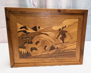 Vintage Marquetry Inlay Wood Clock