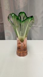 Bohemian Hand Blown Glass Art Vase