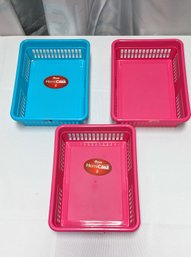 Set Of 3 Storage Boxes In Pink & Blue