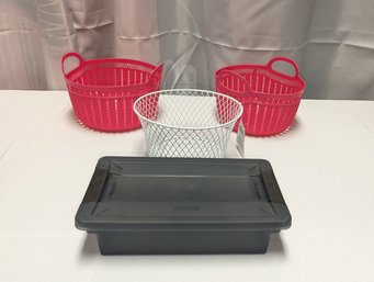 Set Of 4 Various, Shapes & Sizes Storage Baskets