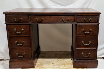 8 Drawer Desk With Glass Top (Glass Top Wrapped Not Shown)