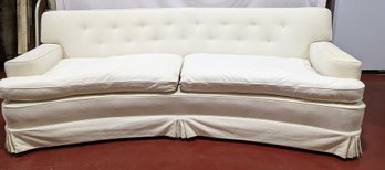 Vintage Beautiful Large White Couch Redone By Regency Decorators 1988