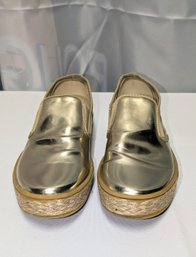 Northstar Made In Italy Leather Gold Metallic Slip On - Size 7.5