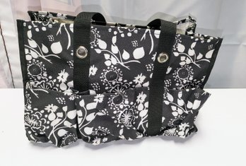 Black & White Floral Utility Tote By Thirty-One