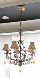 Currey And Company 5 Arm Isabella Iron & Crystal Chandelier,  With Removable Shades