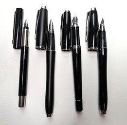 4 Parker Fountain Pens Matte Black & Silver