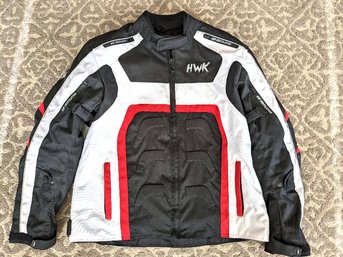 HWK Spyder Motorcycle Red & White Trim Jacket Weather Resistant Sz XL