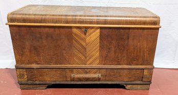 Antique Cedar Chest With Bottom Drawer & Brass Hardware