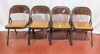 Set Of 4 Vintage 80's Padded Folding Chairs