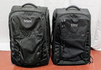 Set Of 2 L.L. Bean Rolling Suitcases With Initials MMM & RBM On Them