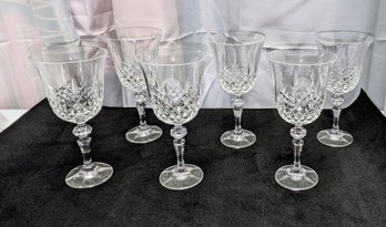 Set Of 6 Vintage Cut Crystal Wine/Water Glasses