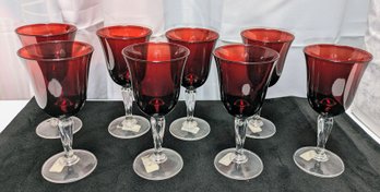 (8) Ruby Red Vintage Water/Wine Goblets