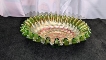 Vintage 1960's Fenton Coin Westmoreland Carnival Glass Bowl