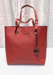 Authentic Michael Kors Red Jet Set Saffiano Leather Handbag