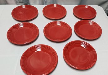 Set Of 8 Red Bistro Brights Ironstone Dishes