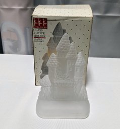 Frosted Glass Castle Candle Votive Holder